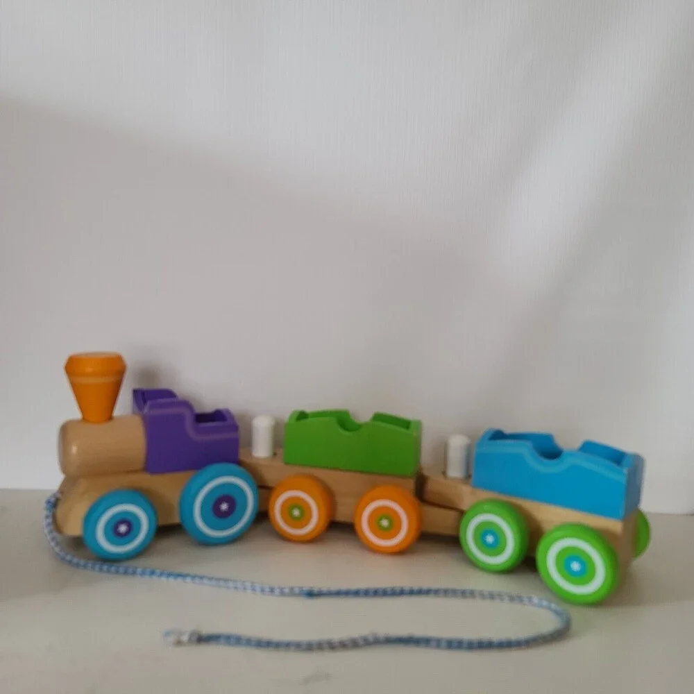 Melissa & Doug First Play Wooden Rocking Farm Animals Pull Train 4608 READ